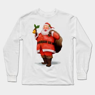 Cheerful santa claus carrying a presents sack Long Sleeve T-Shirt